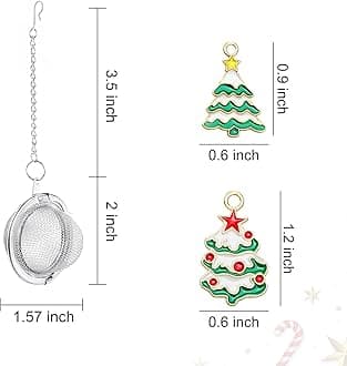 Christmas Stainless Steel Mesh Tea Infuser, 2.1 inch Tea Ball with Christmas Tree Pendant Tea Strainer Tea Diffuser Tea Steeper for Filtering Tea,Tea Infusers for Loose Tea(Christmas Tree, 2PC)