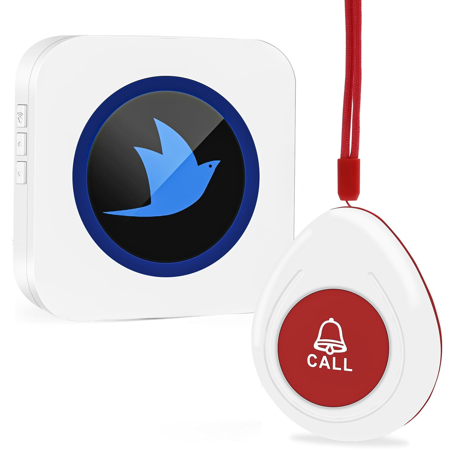 Personal Alarms for Elderly/Caregiver Pager/SOS Panic Call Button/Elderly Alarm Call Bell Button/Home Alarm System for Elderly Patient Nurse 1 UK Plug-in Receiver + 1 Waterproof Transmitter