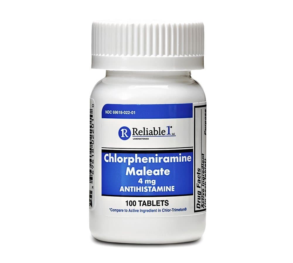 Reliable 1 Chlorpheniramine Maleate 4mg 100 Tablets
