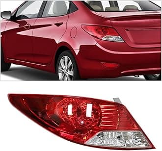 For 2012 2013 2014 Hyundai Accent Sedan Tail Light Halogen Rear Lamp Driver Side Replacement Clear&Red Lens (Left Side)
