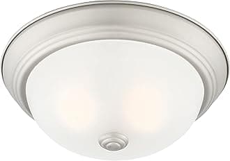 DESIGNERS FOUNTAIN Reedley 2-Lights Flush Mount Ceiling Light, 11 Inch Lighting Fixture for Kitchen, Bedroom, Bathroom, and Hallway, Pewter with Etched Glass, 1257S-PW-W