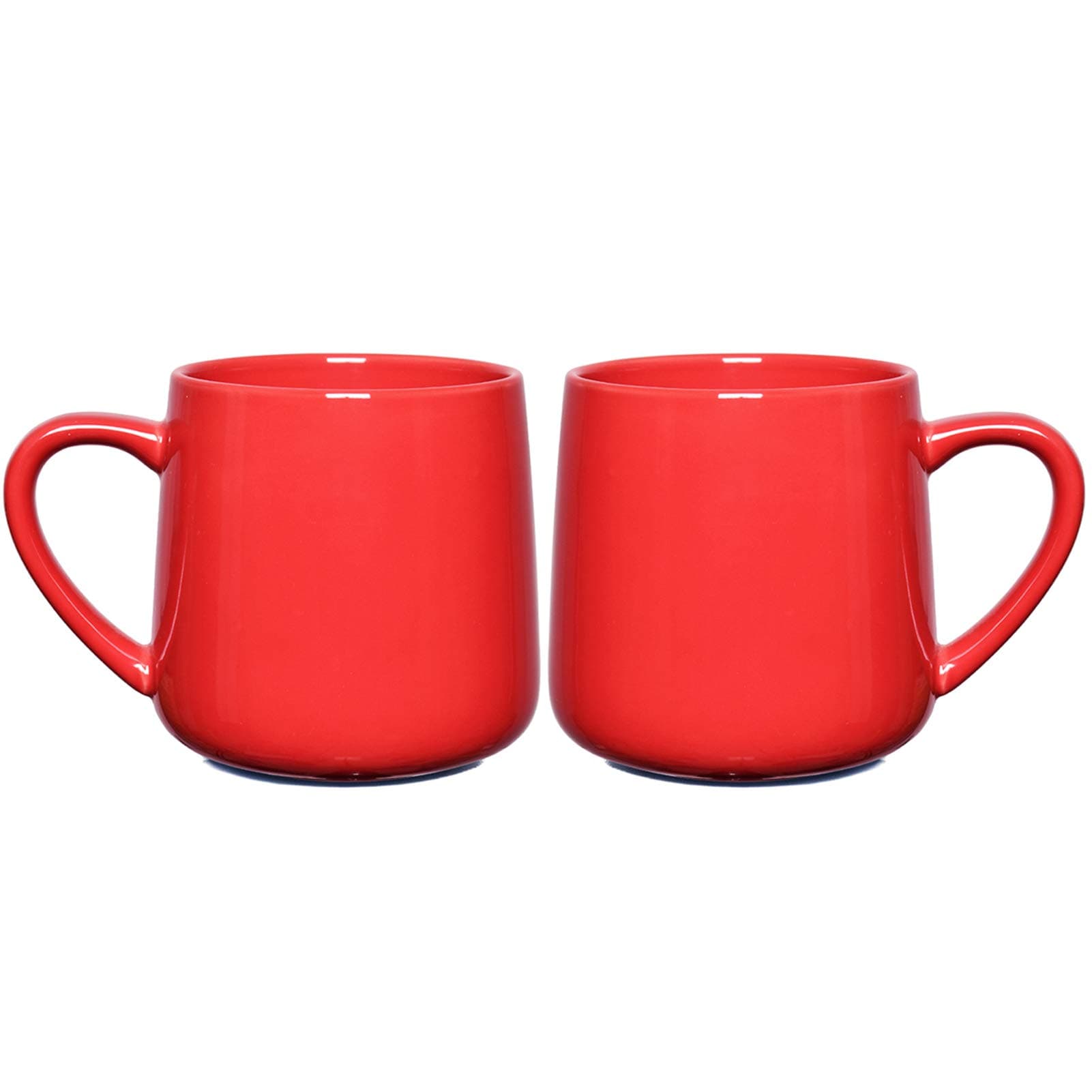 Bosmarlin Glossy Ceramic Coffee Mugs Set of 2, Tea Cup for Office and Home, 18 oz, Suitable for Dishwasher and Microwave(Red, 2)