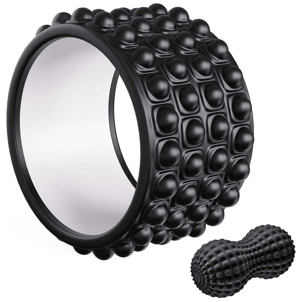 Kipika Back Roller Wheel,Back Stretcher,Back Cracker,Yoga Wheel, Foam Roller for Back Pain Relief and Posture Correction with Massage Ball
