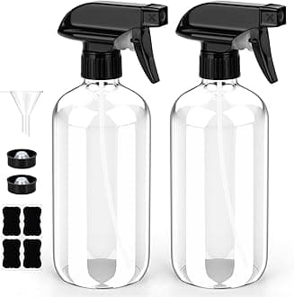 BontipGlass Spray Bottle, Glass Spray Bottle Set & Accessories Refillable for Plants Window Cleaners Aromatherapy Facial Hydration Watering Flowers Hair Care (2 Pack/8 oz) (Transparent)