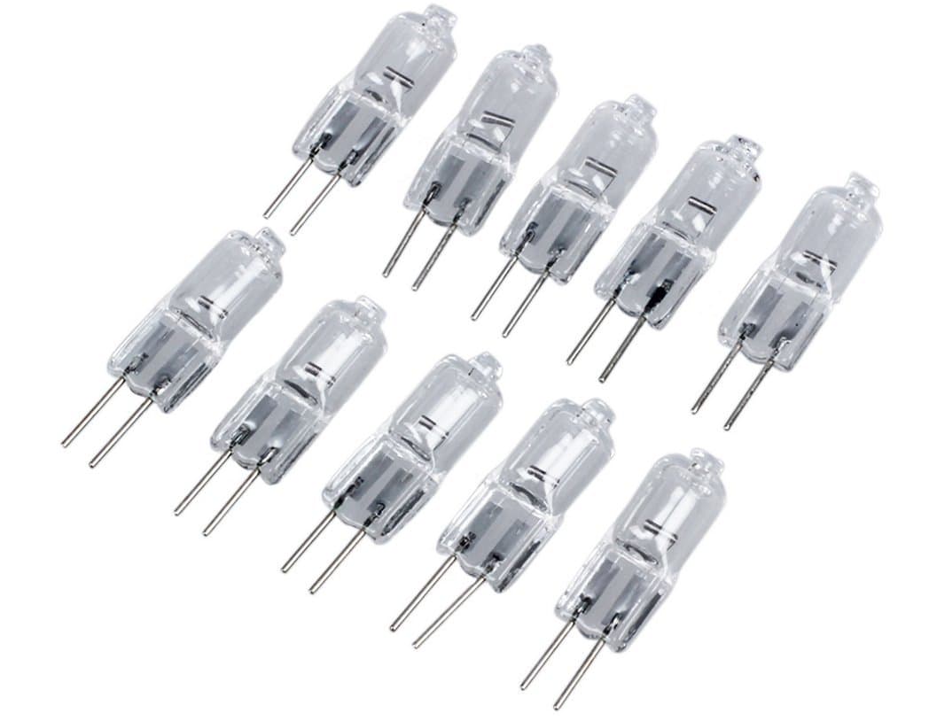 Precision Halogen Light Bulbs, 5W G4 Bi-Pin, Clear, 10 Pack AC/DC 12V