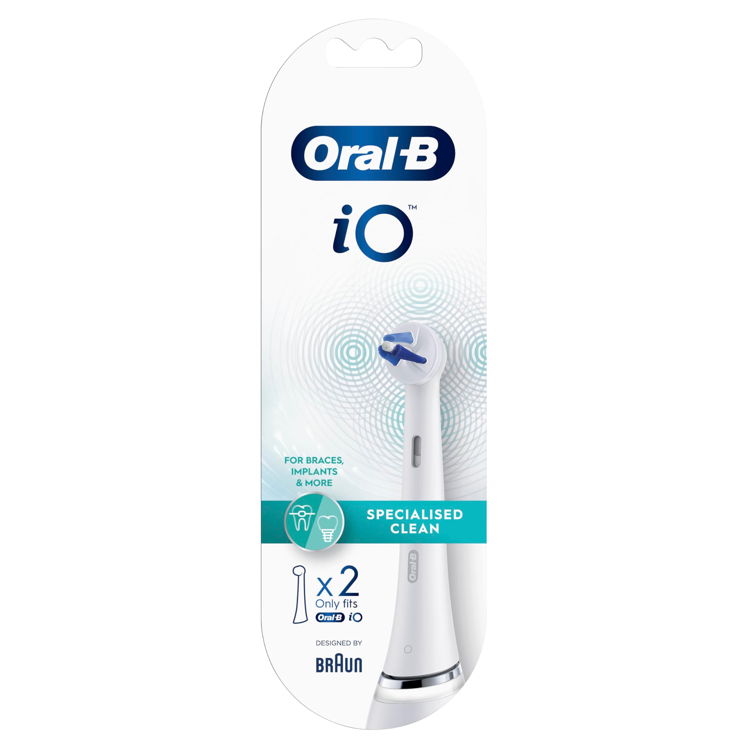 iO Specialised Clean Electric Toothbrush Head, Precisely Angled Tufts for Deeper Plaque Removal for Hard to Reach Areas, Pack of 2, White