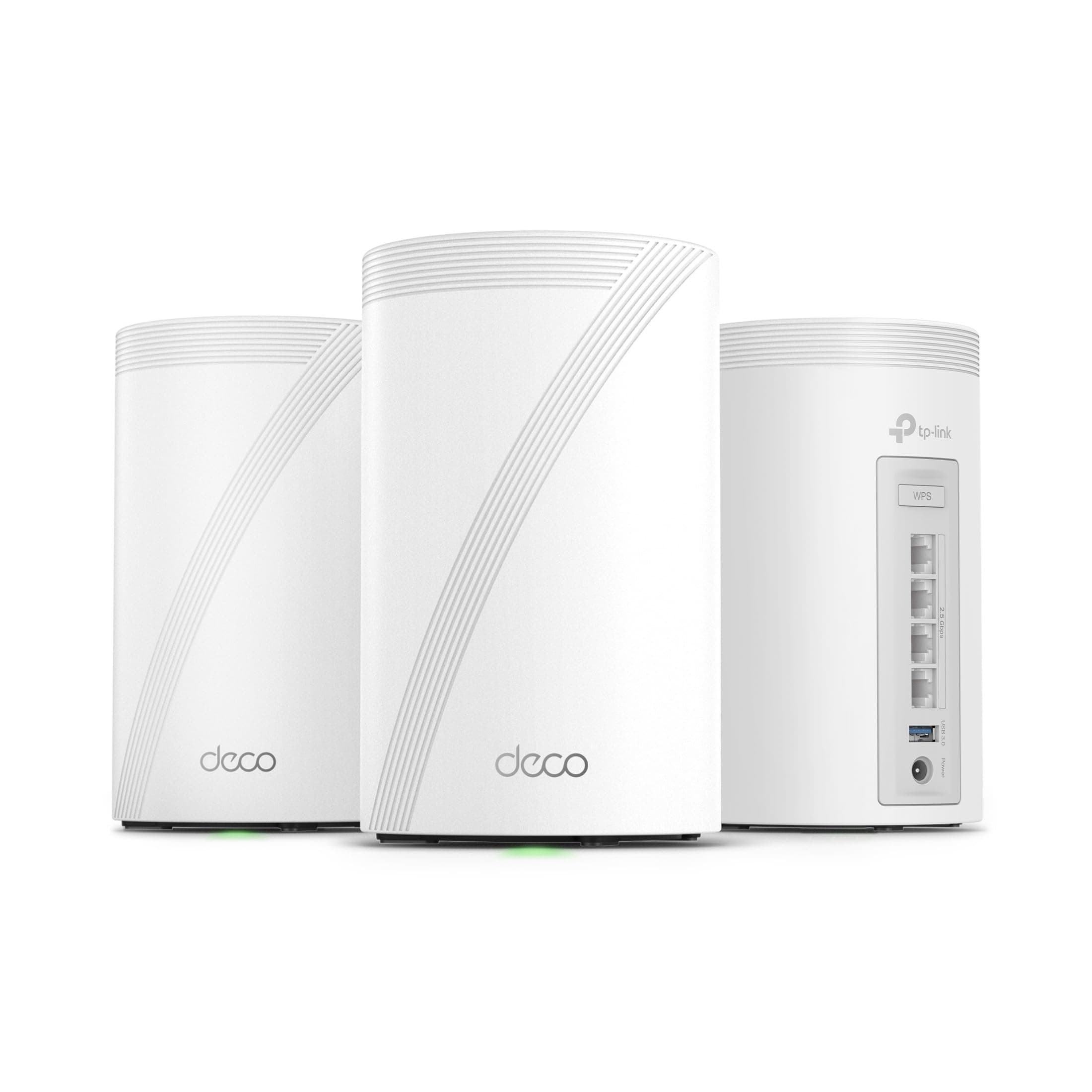 TP-Link Tri-Band WiFi 7 BE10000 Whole Home Mesh System (Deco BE63) | 6-Stream 10 Gbps | 4 × 2.5G Ports Wired Backhaul, 4× Smart Internal Antennas | VPN, AI-Roaming, MU-MIMO, HomeShield (3-Pack)
