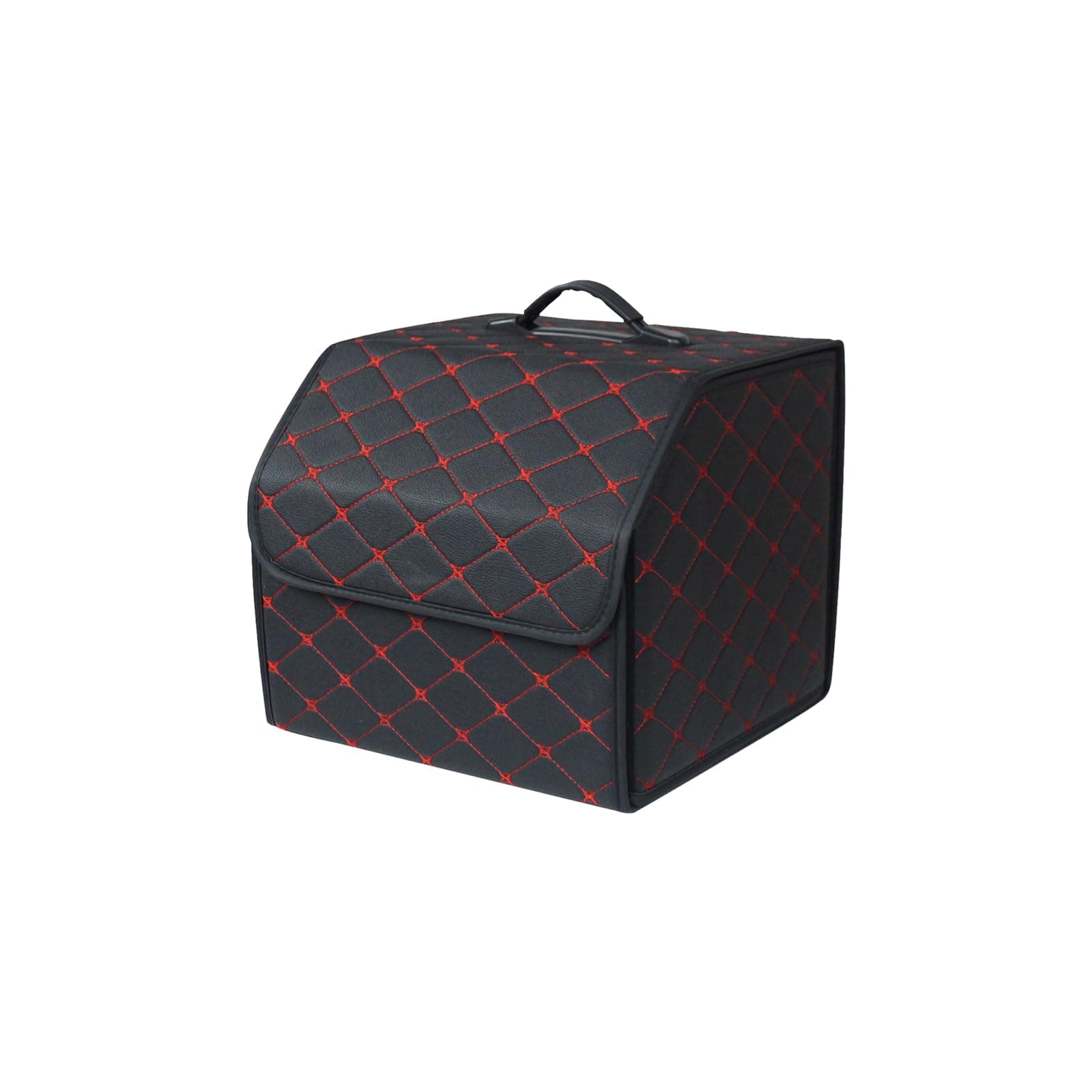 – Ergocar Luxury Foldable Car Boot Tidy Storage Box Waterproof PU Car Boot Storage Organiser for SUV/Truck/Auto (Black Red-S)