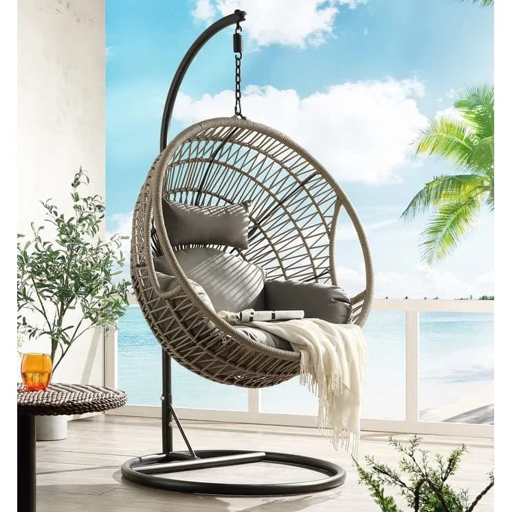 - DEVOKO Netted Rope Hanging Single Seater Swing Chair for Balcony, Outdoor Swing Chair, Hammock Swing, Patio, Garden, Indoor (Grey)