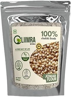 Liimra Naturals Sorghum Jowar Millet Flour- High Fiber, Protein-Packed, Low GI, Gluten-Free,Mineral Rich,100% Chakki Fresh Flour (1000g)