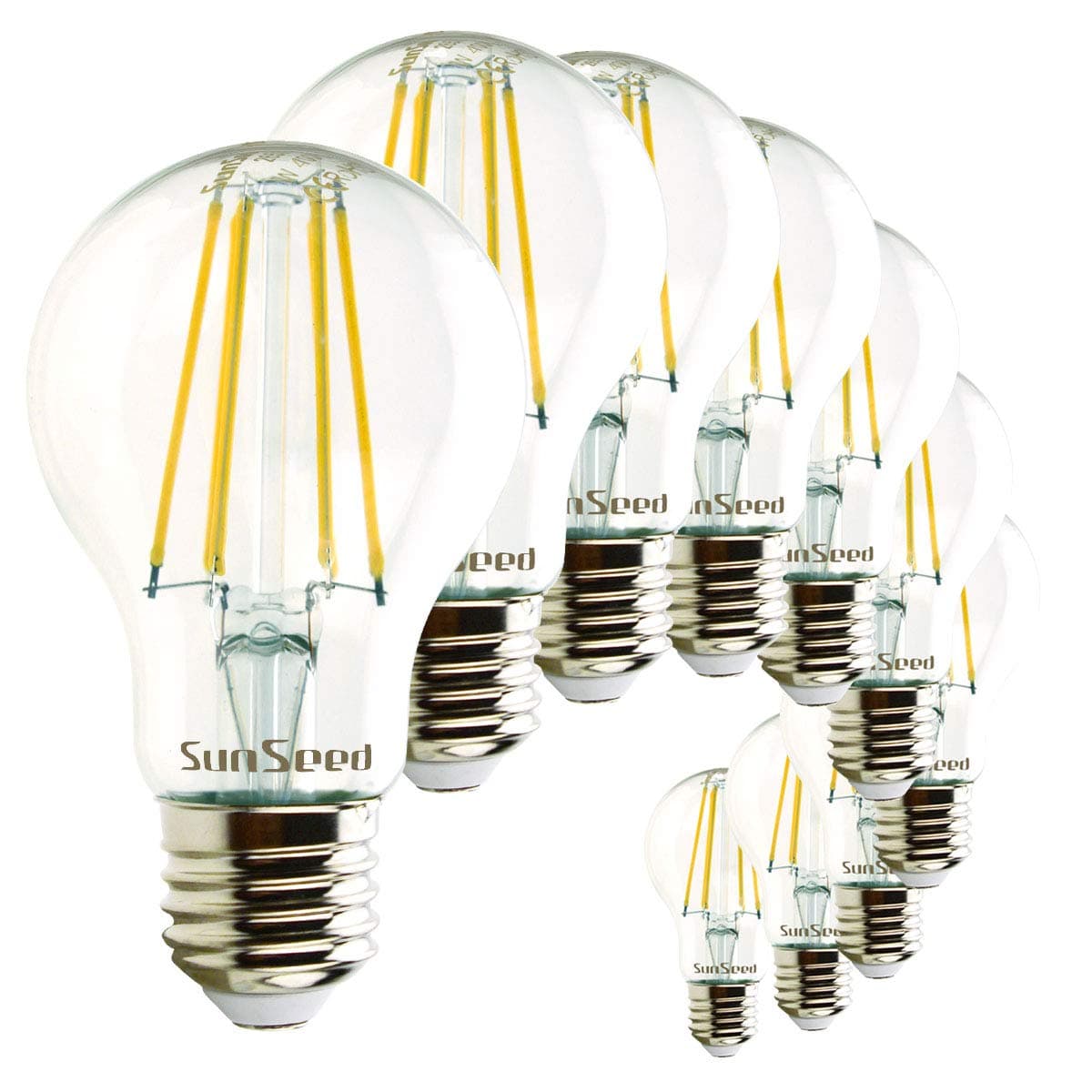 SUNSEED10 X E27 7W (Equivalent to 60W) Filament LED GLS Light Bulb A60 Neutral White 4000K