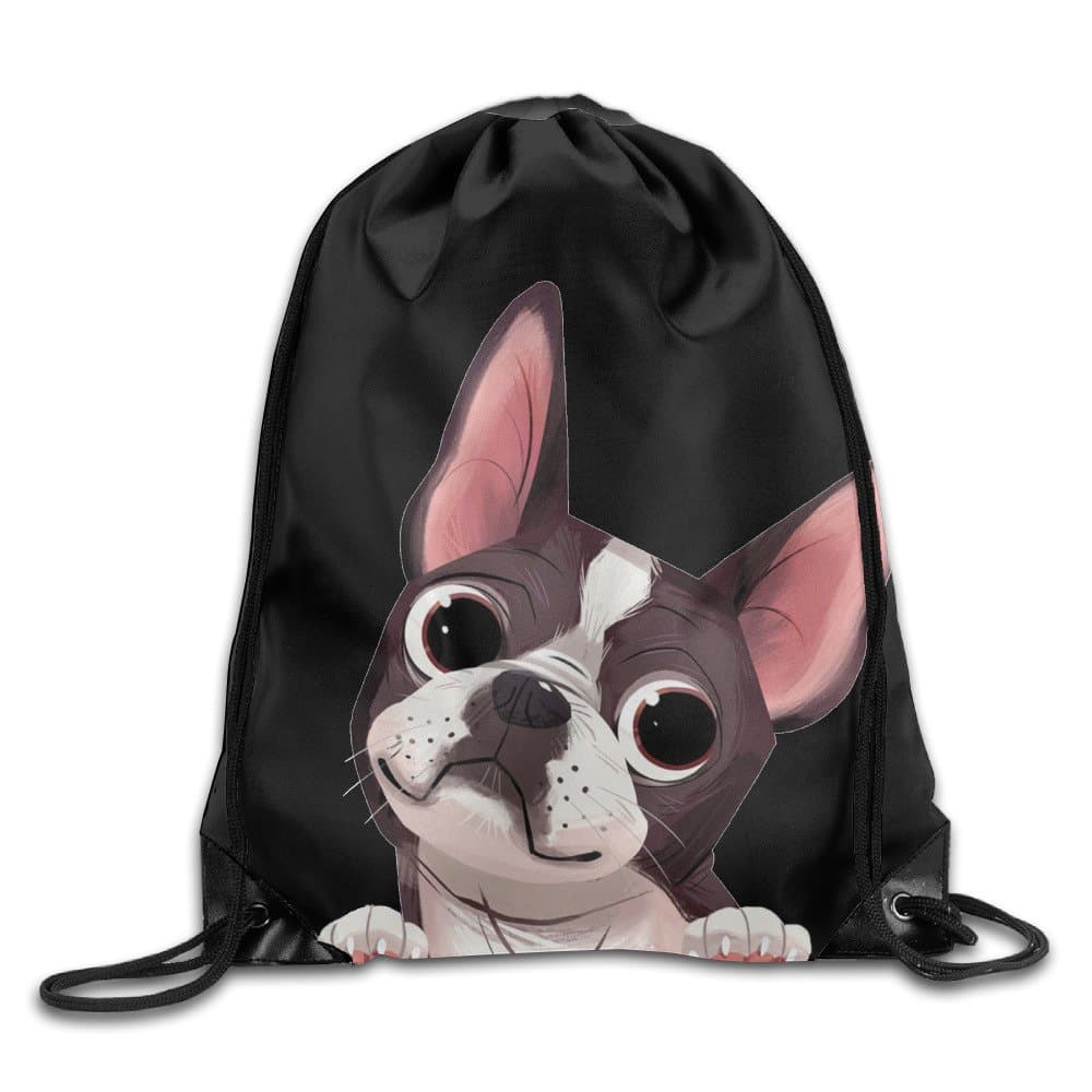 Cute Boston Terrier Unisex Drawstring Backpack Travel Sports Bag Drawstring Beam Port Backpack.
