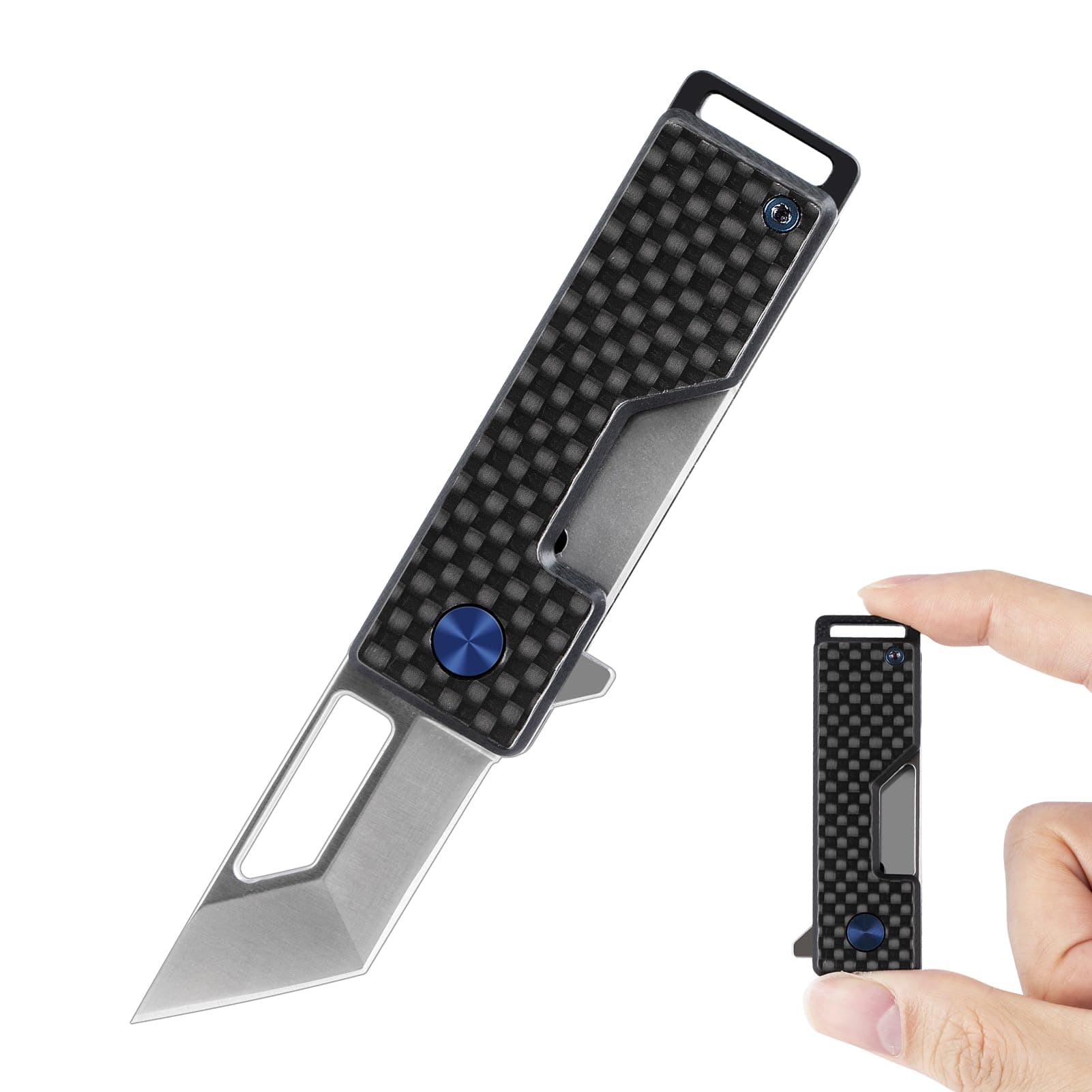 Small Pocket Knife for Men, Keychain Box Cutter with 1.6" D2 Steel Tanto Blade, G10 Handle, Razor Sharp Folding Utility Knife, Cool Knives, EDC Gadgets for Outdoor Camping, Everyday Carry