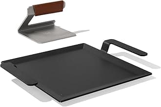 Cookware | Carbon Steel Half Griddle + Grill Press - (Like Cast Iron, but Better) | Professional Cookware | Crafted in Sweden | Induction Compatible