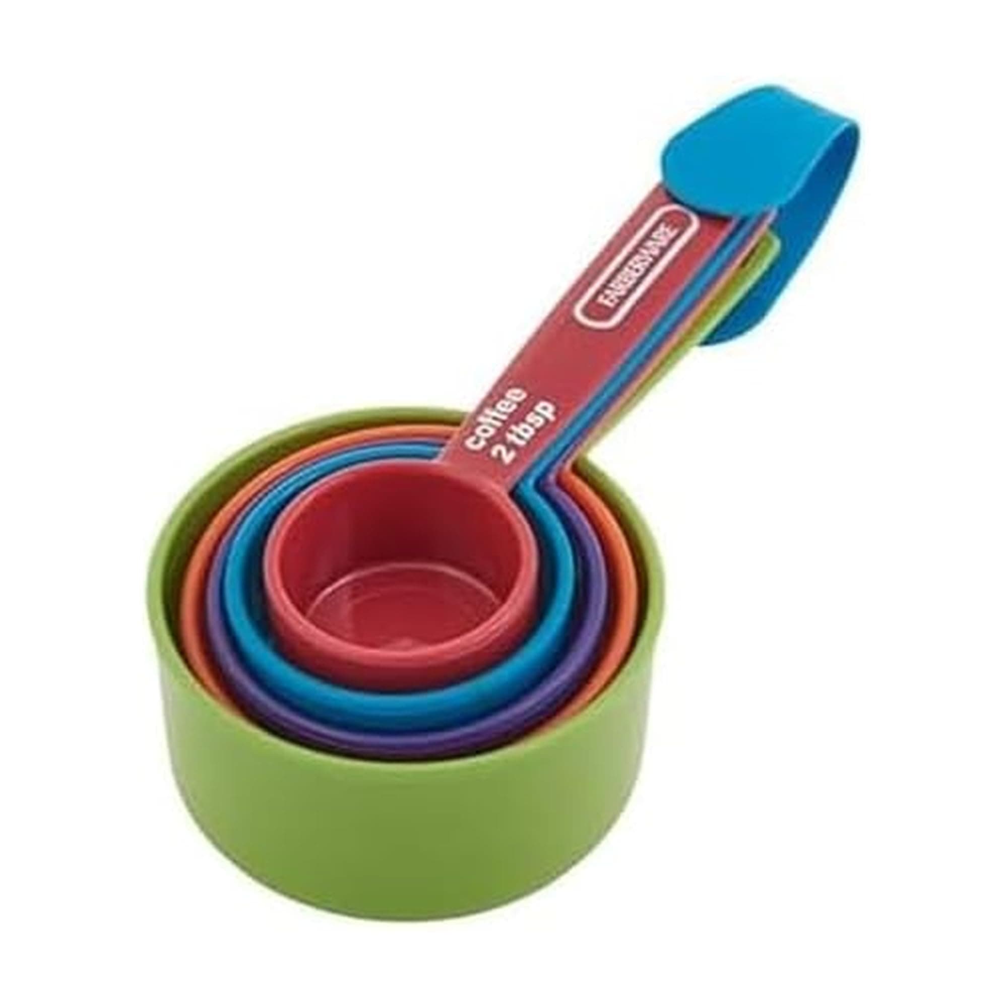 5216439 Professional Plastic Measuring Cups with Coffee Spoon, Set of 5, Assorted