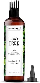 Majestic Pure 100% Pure Tea Tree Oil For Hair Growth - Strengthening, Nourishing, Volumizing - Infused with Jojoba Oil & Grapeseed Oil - Non GMO Verified - 6.7 Fl Oz