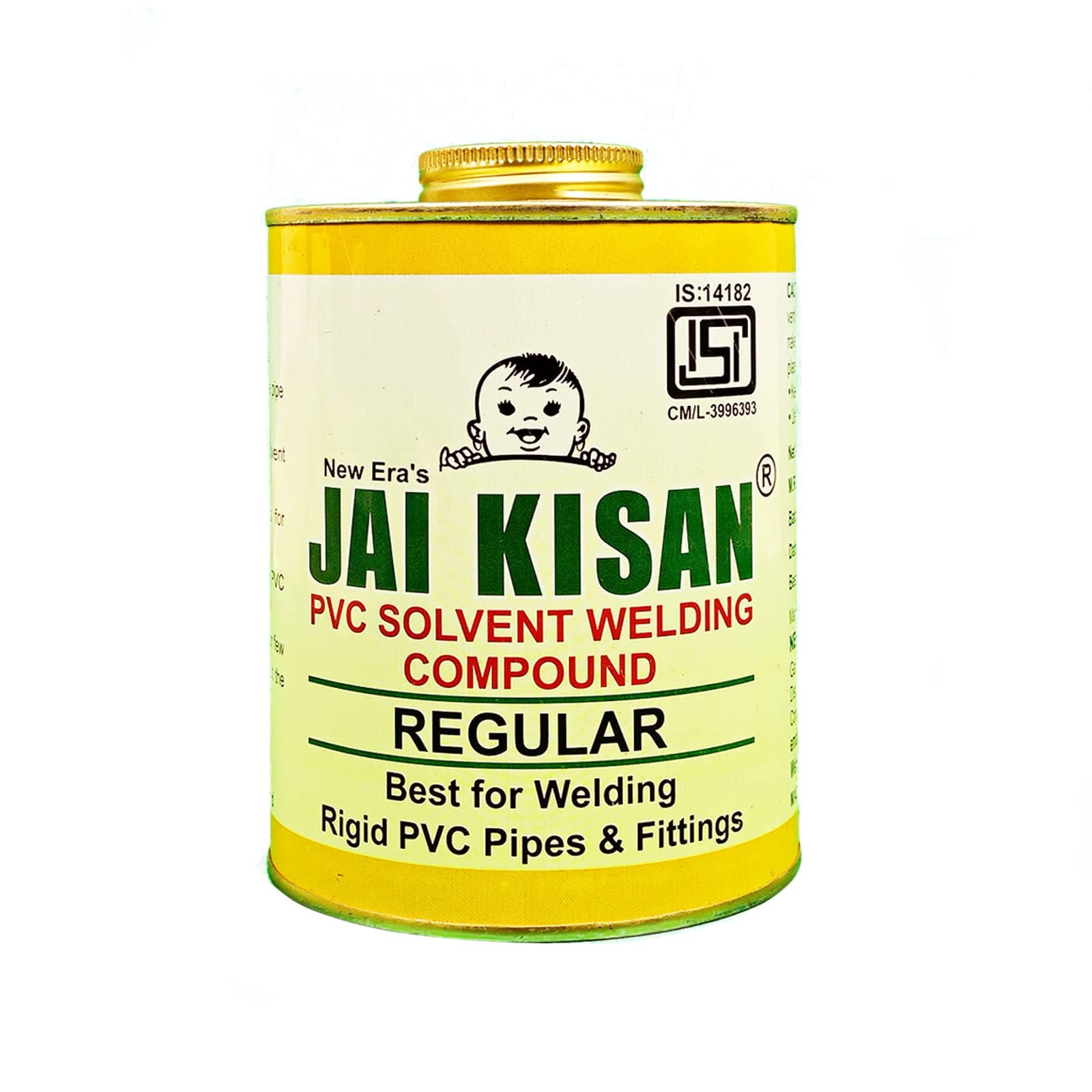 New Era's JAI KISANNEW ERA Jai Kisan Regular Solvent Welding Compound With Brush Inside For Bonding PVC Pipes & Fittings Fast Setting Strong Liquid Adhesives For Sewage Systems, Plumbing - Water Resistant - 250ML TIN