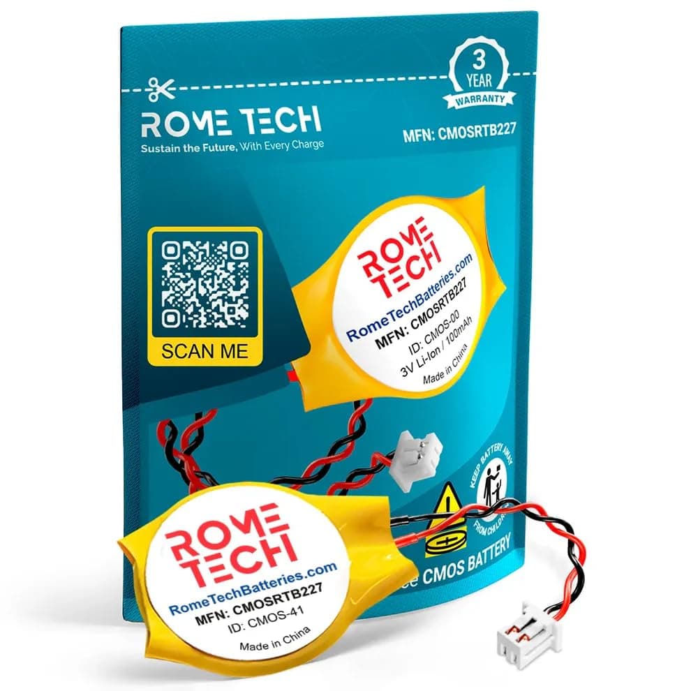 Rome Tech RTC CMOS Battery for Intel NUC 5PPYH, PlayStation PS2, PS3, AsRock AM1H-ITX, H110M-ITX, H270M-ITX/ac, B550M ITX Motherboards - Laptop Backup BIOS NUC CMOS CR2032 with 2 Pin Wire Cable