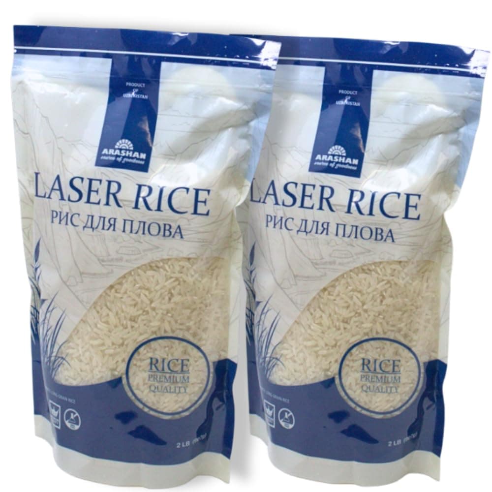 - ARASHAN Laser Uzbek Rice – Premium White Long Grain Rice (2 LB / 907Gram) | Perfect for Pilaf, Plov, and Central Asian Cuisine 2 pack