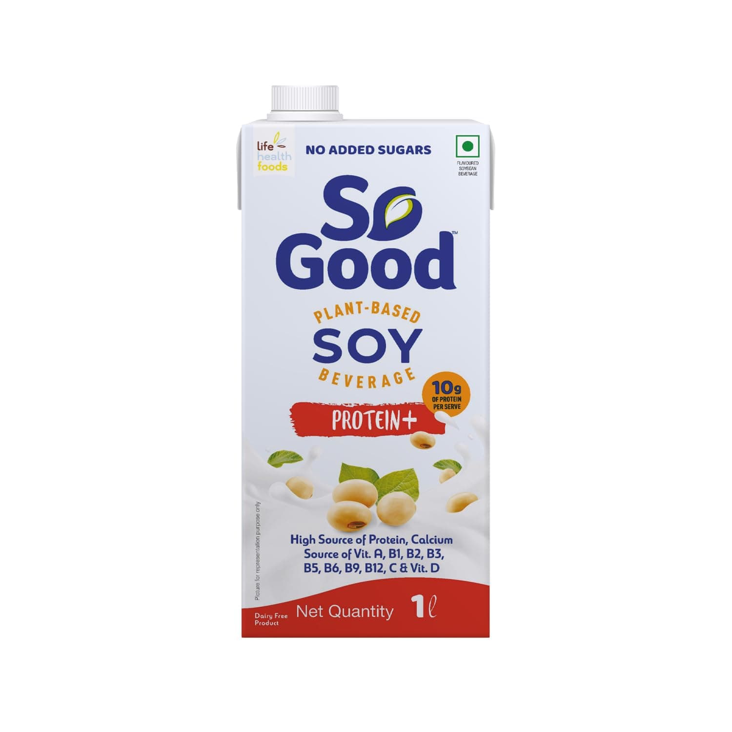 High Protein Soy Plant Based Beverage 1ltr Plant Protein | Lactose Free | Gluten Free | No Preservatives | Zero Cholesterol | Dairy Free |NON GMO Soybean | Source of Calcium & Vitamins