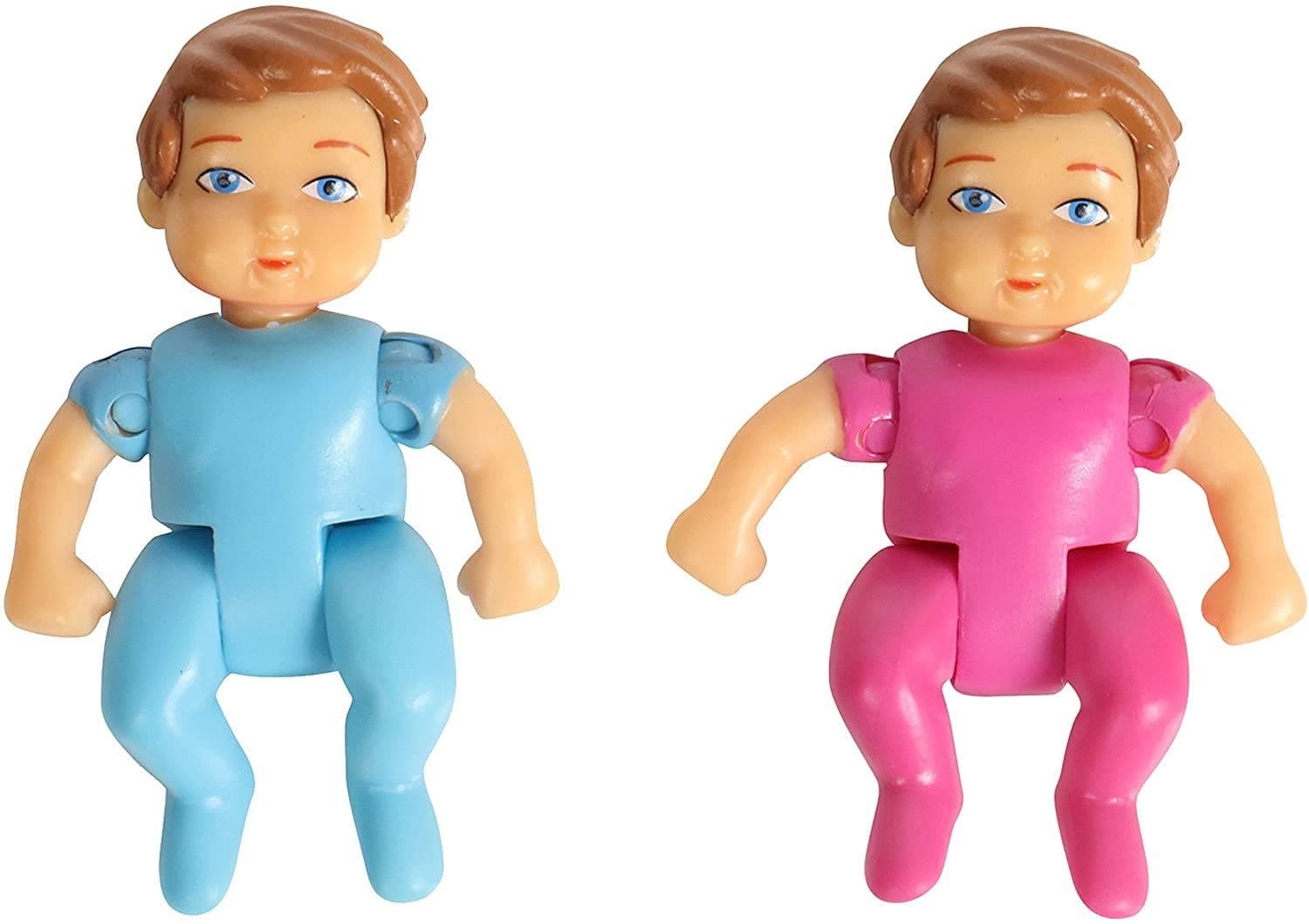 Sweet Li'l Family Dollhouse People Action Figures Set of Baby Twins, Boy and Girl