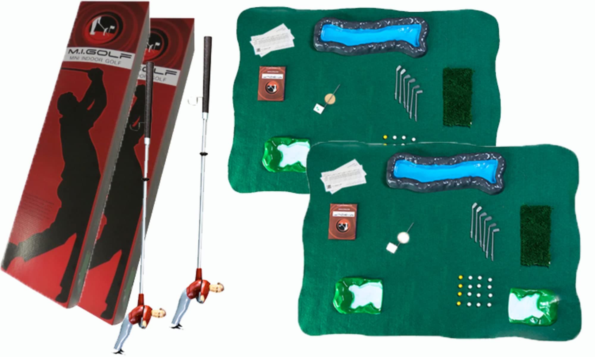 Mini Indoor Golf Set of 2 Player Packs, Mini Golf Game for Kids & Adults, Includes Golf Accessories, Putting Green and Clubs, Mini Golf Set with 35" Shotmaker Golfer, Mini Golf Course for Indoor Play