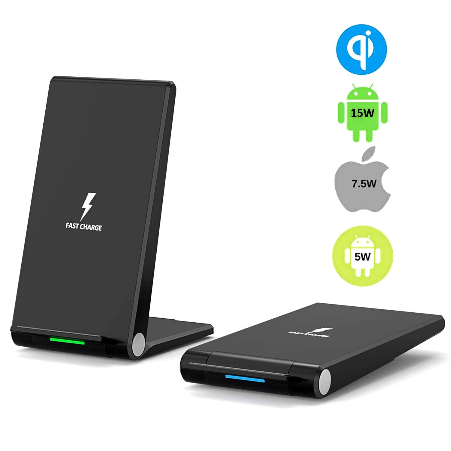 15W Fast Wireless Charger, Foldable Qi Wireless Charging Pad Stand Compatible iPhone XS Max/XS/XR/X /8/8 Plus, Galaxy S10/S10+/S9/S9+/S8/S8+, and All Qi-Enabled Phones