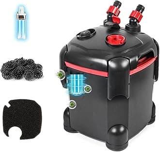 172GPH Canister Filter, External Aquarium Filter Ultra-Quiet Water Circulation Cleaning Machine with Media for Fish Tanks and Aquariums Up to 30 Gallons (172GPH)