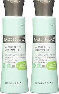 Ecotools Cruelty Free and Eco Friendly Makeup Brush Cleansing Shampoo, 6 Ounce; Wash Away Surface Makeup, Oil, and Impurities from Brushes (Pack of 2)