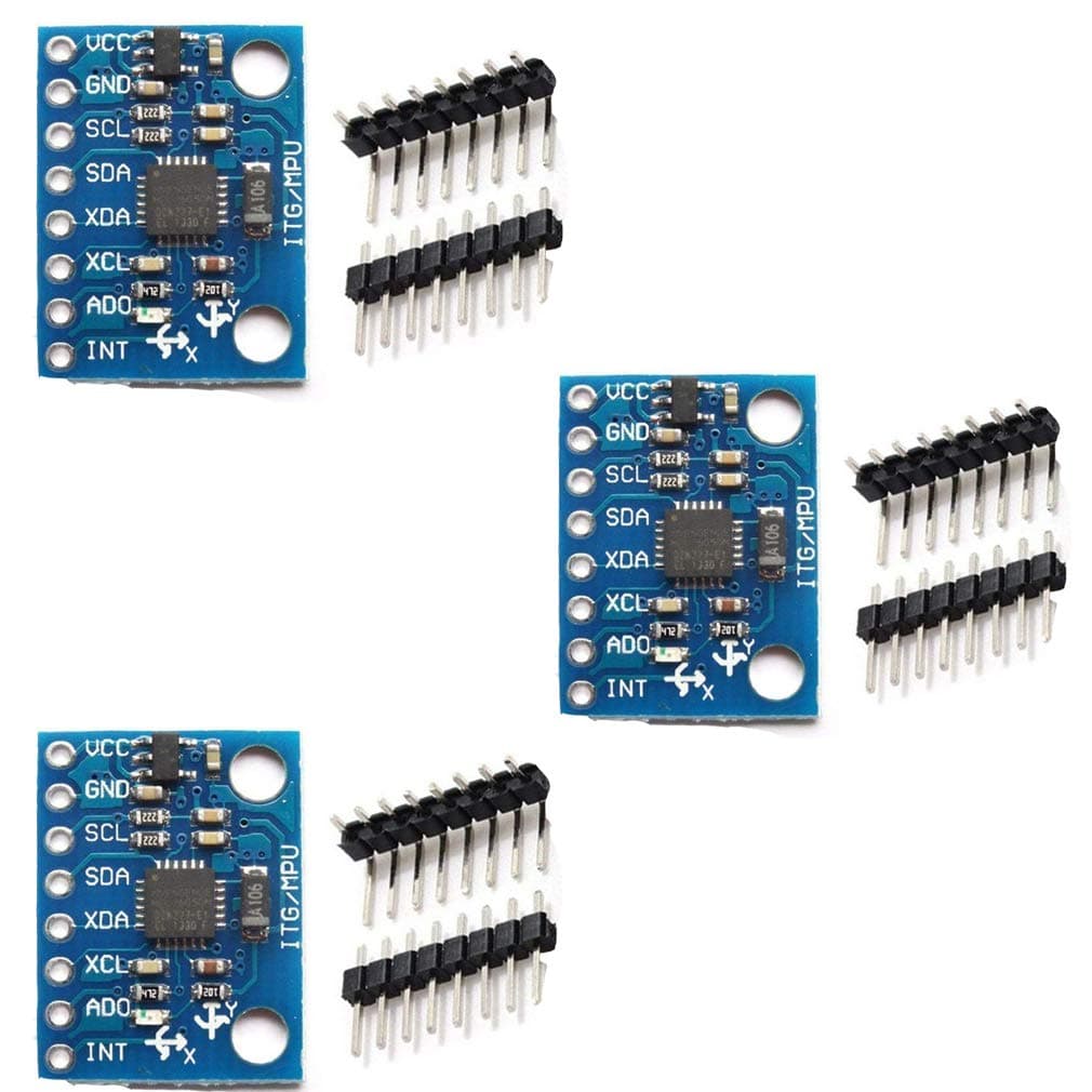 3pcs MPU-6050 MPU6050 GY-521 3 Axis Accelerometer Gyroscope Module 6 DOF 6-axis Accelerometer Gyroscope Sensor Module 16 Bit AD Converter Data Output IIC I2C