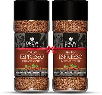 Espresso Instant Coffee | Premium Freeze-Dried Arabica Blend | Bold & Intense Flavor with Rich Crema | 2 x 100g Jars | 100% Pure Coffee, No Added Sugar | Cafe-Style Strong Coffee at Home