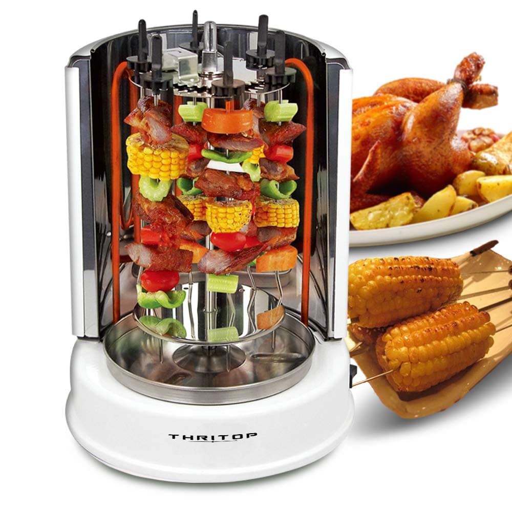 Vertical Rotisserie Oven 1100W,Electric Grill Multi-Function Ajar-Door Countertop Oven, Shawarma Machine Rotisserie Grill for Home- Broiling Meat Layers, Shashlik, Gyros, Sausages, Poultry