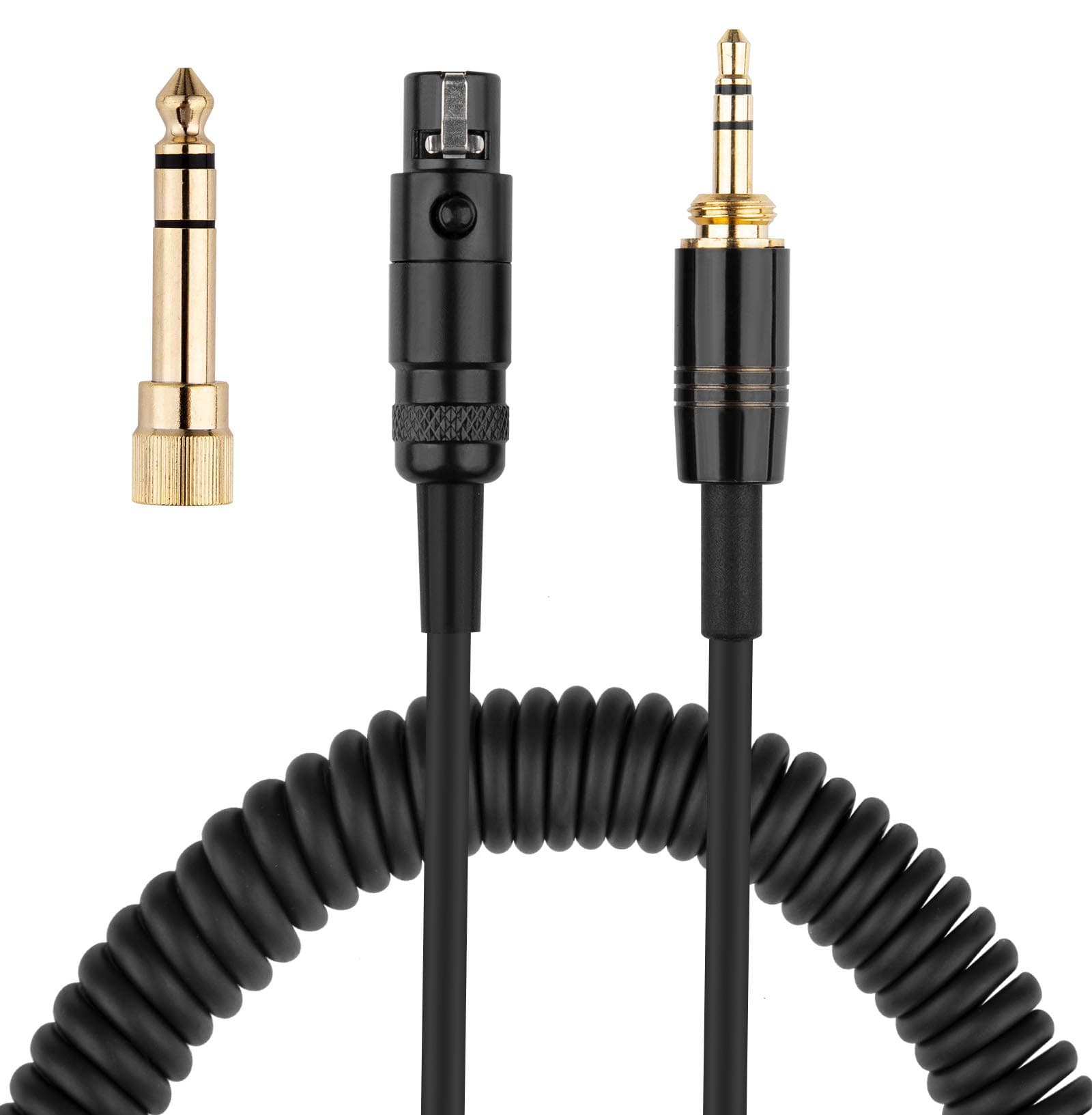 K702 Cable Coiled Aux Cord Replacement for AKG Q701, K712, K240, K240S, K240 MK II, K141, K171, K181, K271, K271S, K271 MK II, K241, K175, K275 Headphone Audio Cable Wire with 6.35mm Adapter