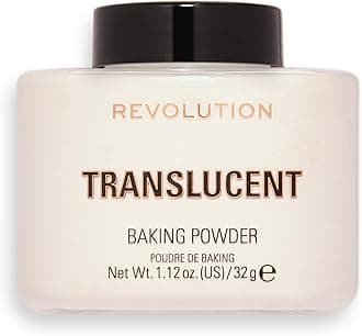 Makeup Revolution Loose Baking Powder Translucent | Universal Brightening Setting Powder for All Skin Tones | Oil-Control Matte Finish | Crease-Free Long-Lasting Makeup Fixer | 10g