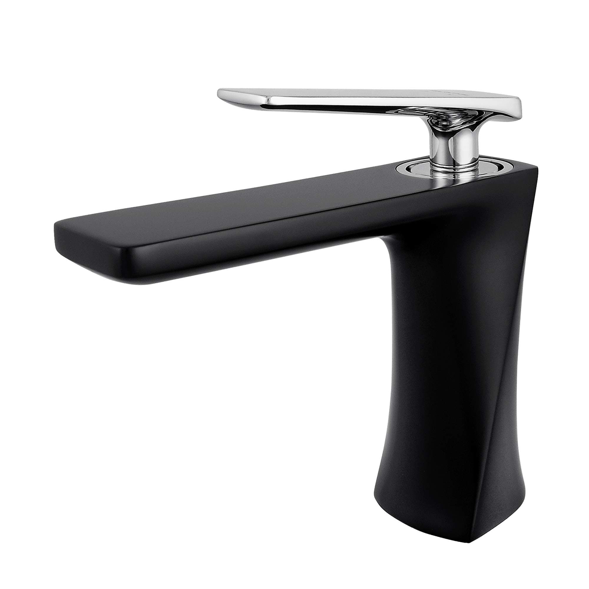 JOMOLA Matte Black Single Handle Bathroom Sink Tap One Hole Deck Mount Lavatory Mixer Tap Wash Basin Faucet Brass