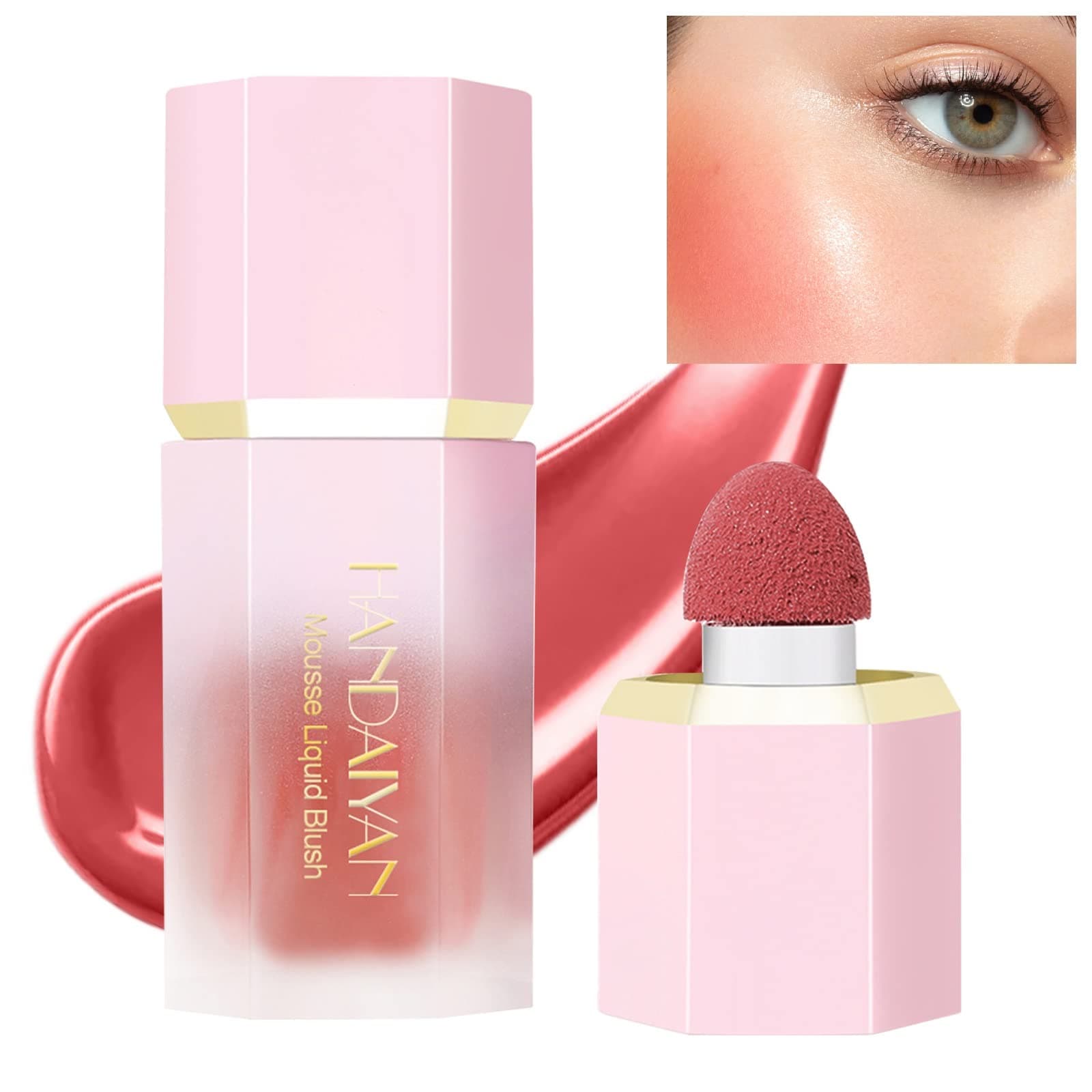 Liquid Blush Face Blusher Rouge Natural Smooth Blusher Pigment Long Lasting Creamy Soft Cheek Multi-purpose Stick Makeup With Cushion Cosmetics Liquid Facial Blush(Coral)