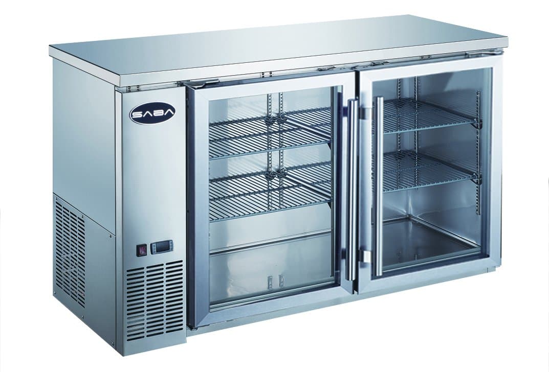 SABA 60" Back Bar Cooler, Two Glass Doors, 24" Depth