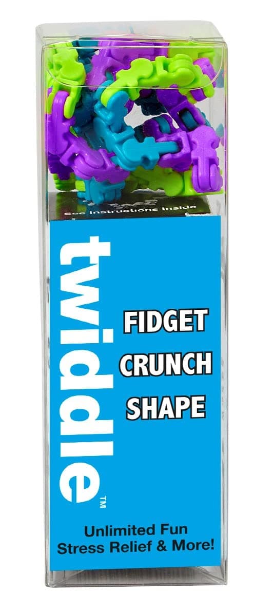 Twiddle Fidget Toy in Multiple Colors, Over 2' of Fun Novelty, Blue, Green and Purple