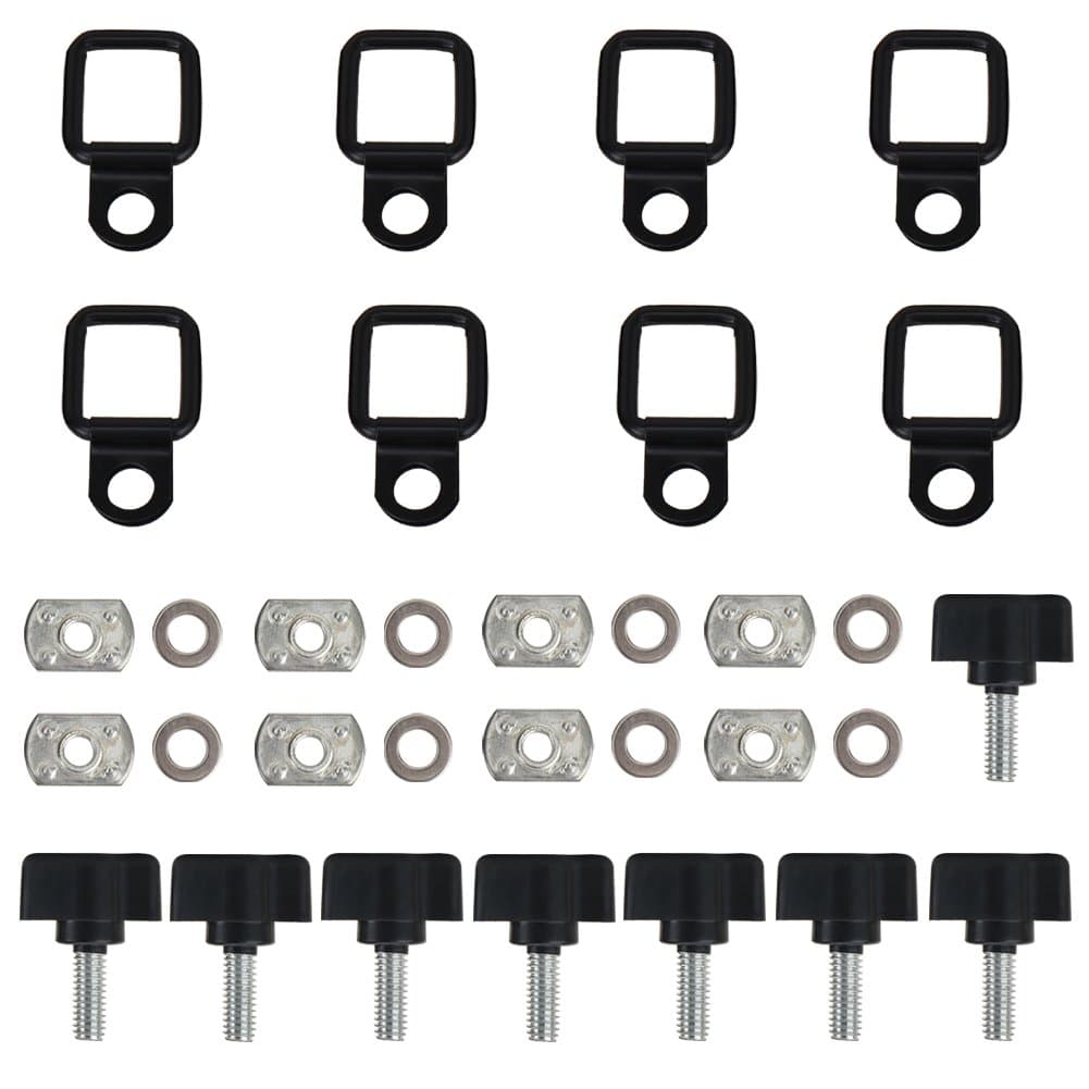 D-Ring Tie Down Anchors with Hardtop Quick Fastener Removal Thumb Screw Kits for 95-18 Jeep Wrangler YJ TJ JK Sports Sahara Freedom Rubicon X Trunk Cargo Cover Pack of 8