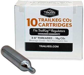 16g Threaded CO2 Cartridges for Beverage Dispensing & Bike Tire Inflators - Food Grade Co2 Canisters for Growlers, Mini Kegs & MTB, 10-Pack