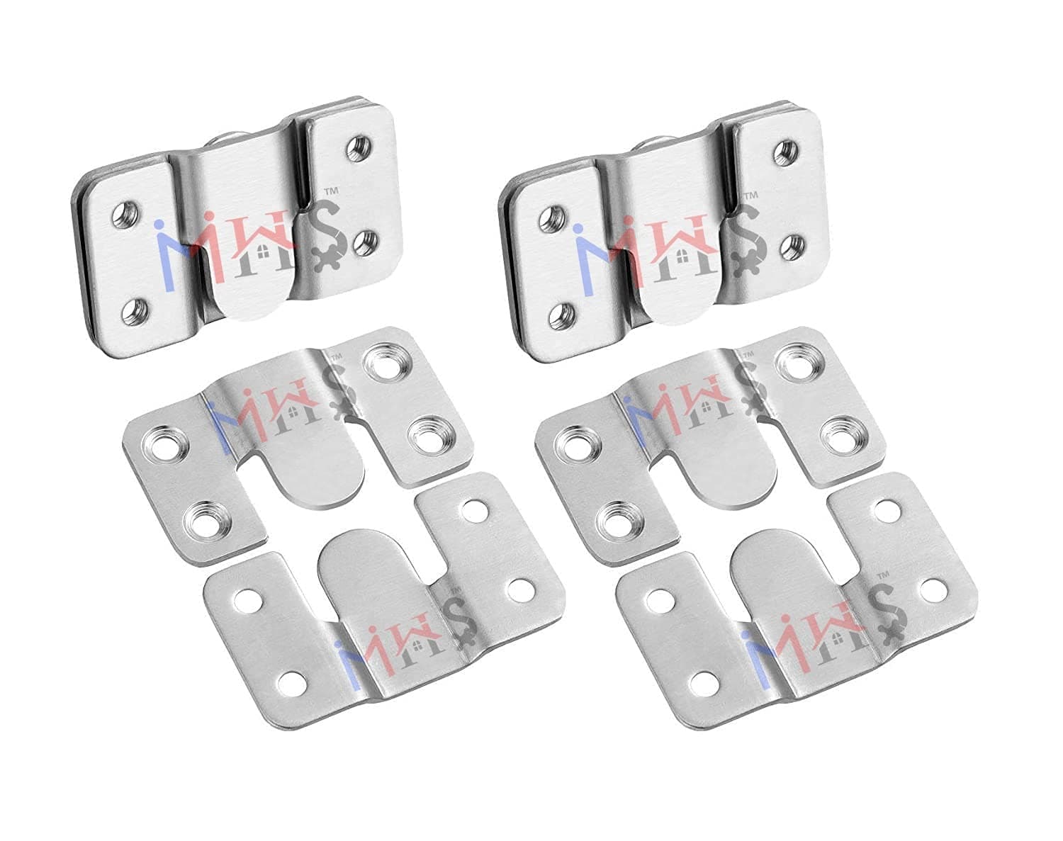 MHS Portable Hanging Brackets with Screws and Wall Plugs, Pack of 4 - Ideal for Photo Frames, Mirrors, and Furniture