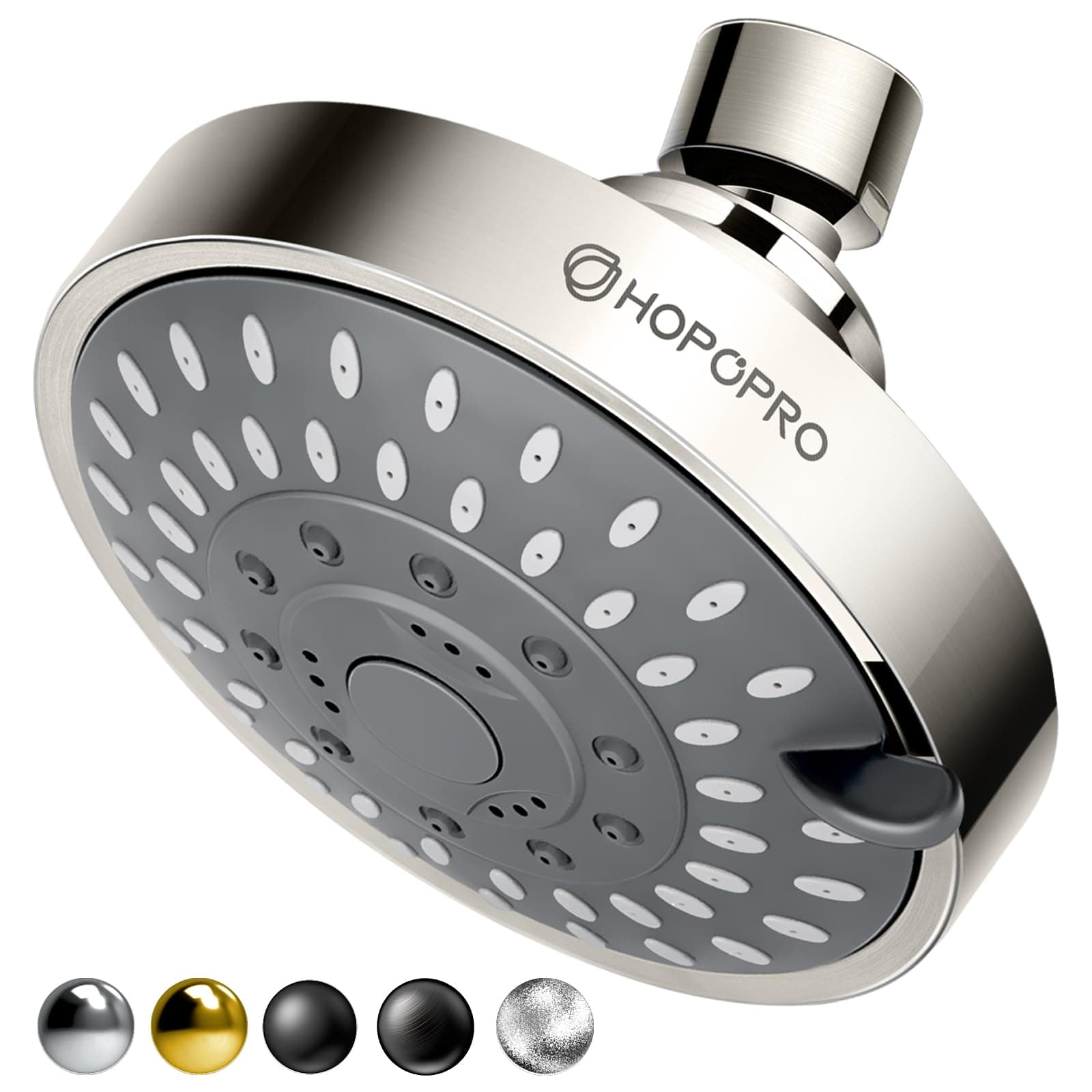 5-Mode High Pressure Shower Head - The Washington Post, NBC News, Today TV Show Recommended - High Flow Fixed Showerheads (4 Inch Brushed Nickel)