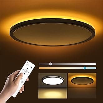 Matane 12in LED Flush Mount Ceiling Light Fixture with Remote Control, Nightlight 2000K Warm, 3000K-6500K Adjustable, Low Profile Ceiling Lights for Bedroom, Kitchen, Living Room, Black