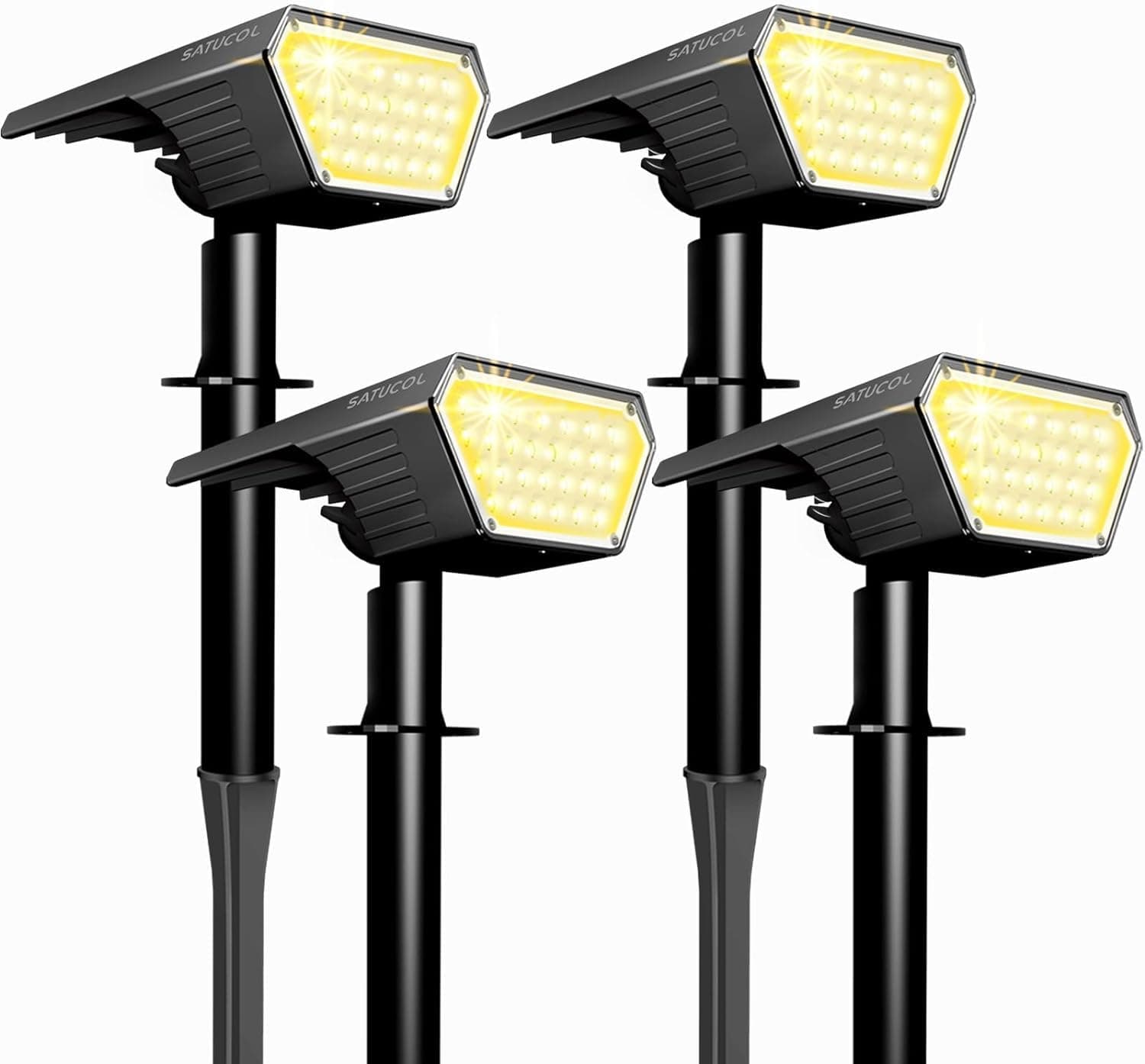 4pack Solar Spot Lights Outdoor,Auto On/Off Solar Lights Outdoor Waterproof IP65,2-in-1 Solar Powered Outdoor Landscape Lighting,Solar Lights for Outside Yard Garden Pathway (Warm White）