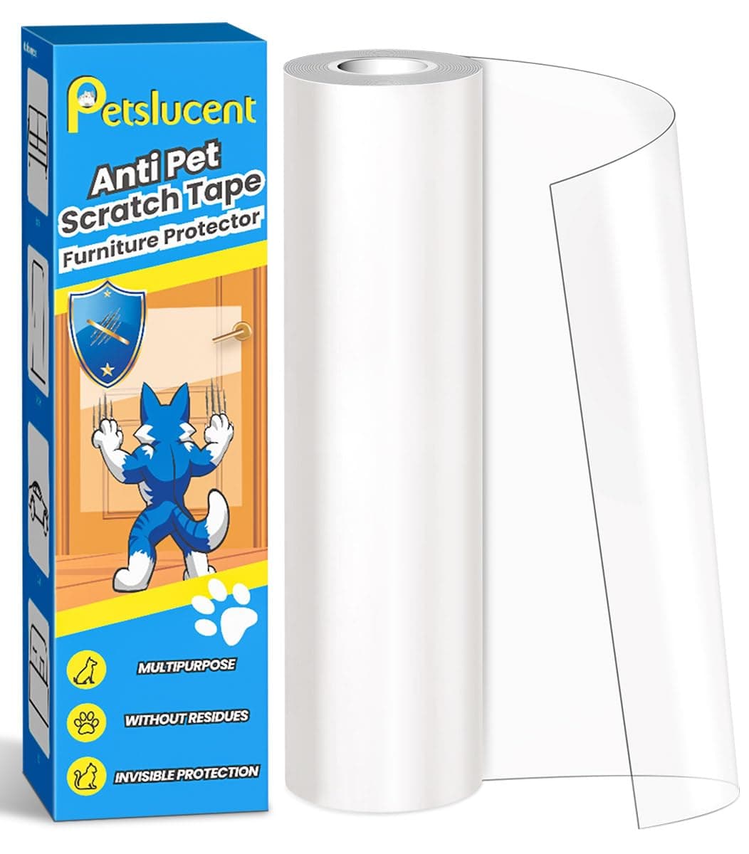 Petslucent Door Protector from Dog Scratching, Cat Anti Scratch Tape, Clear Training Self Adhesive Tape for Carpet, Sofa, Couch, Door (20cm x 5m)