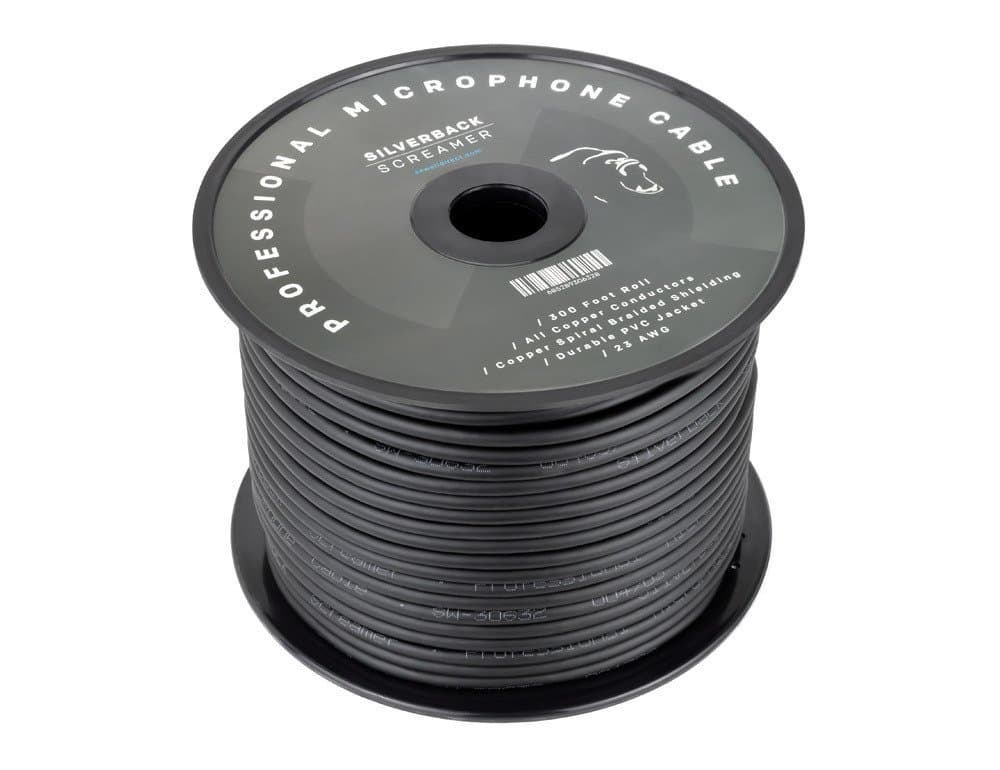 Silverback Screamer Bulk XLR Cable, 300 ft, All Copper Conductors, Spiral Braided Shielding