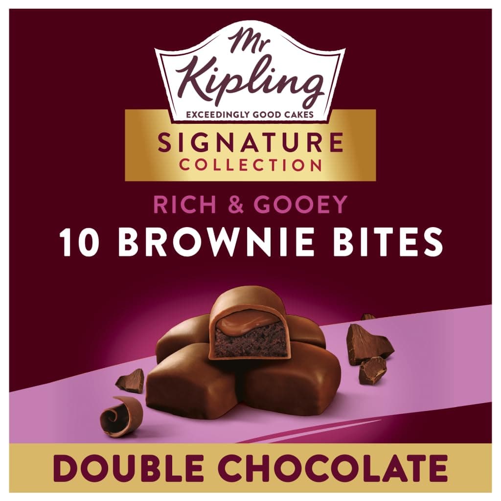 Mr Kipling 10 Gooey Brownie Bites Double Chocolate, 130g