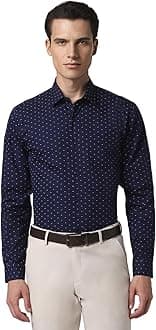 Peter England Men's Cotton Slim Fit Ditsy Printed Full Sleeve Shirt