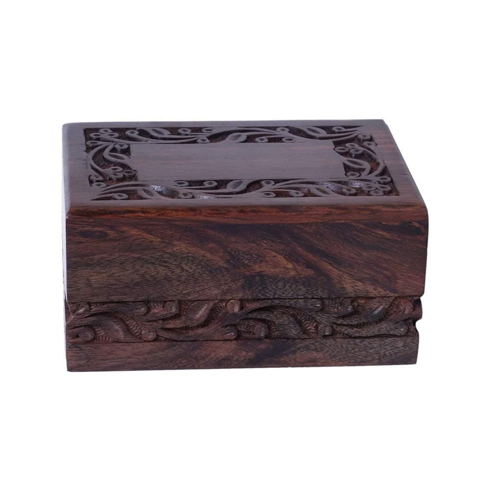 S.B.ARTSWooden Keepsake Urn Box, Cremation Urns for Human Ashes, Handcarved Decorative Memorial Urn, Wood Casket Urn for Pets, Cat, Infant, Adult Memorial Urns, Burial Urns for Ashes - Extra Small