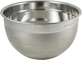 Tovolo Stainless Steel Deep Mixing, Easy Pour With Rounded Lip Kitchen Metal Bowls for Baking & Marinating, Dishwasher-Safe, 3-1/2-Quart
